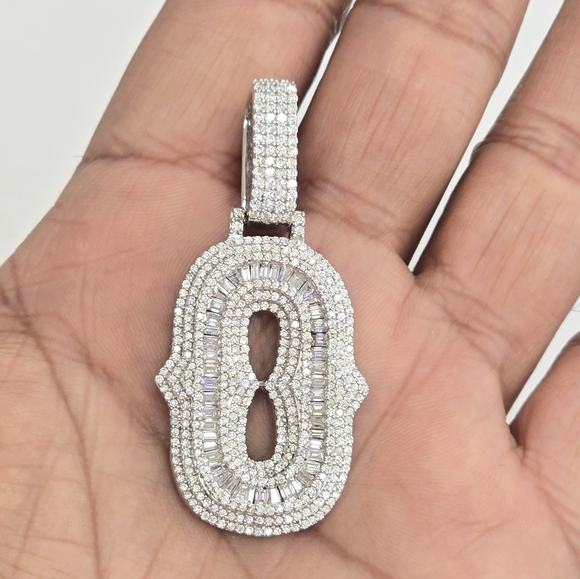 925 Sterling Silver Moissanite Diamond Letter O Pendant